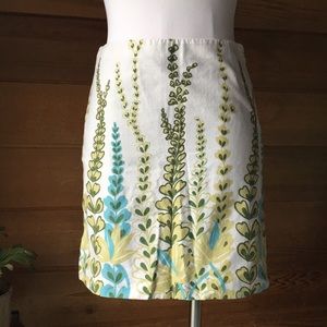 LOFT 🌱 Botanical Print Cotton Skirt Natural